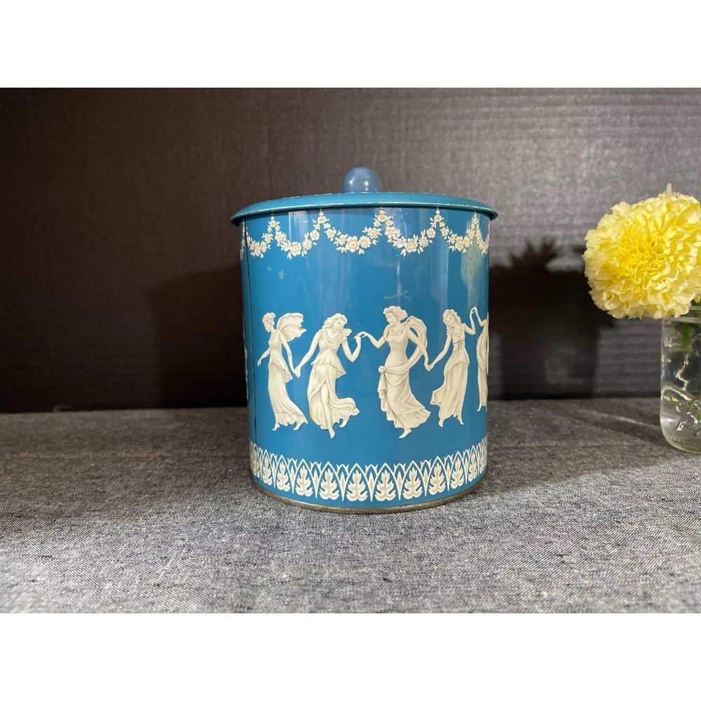 Wedgewood Inspired Blue Tin, Dancing Goddesses